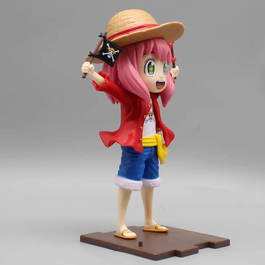 SPY x FAMILY Anya Forger Cosplay Monkey D. Luffy Action Figure - One Piece Crossover Collectible Anime Figurine 19CM