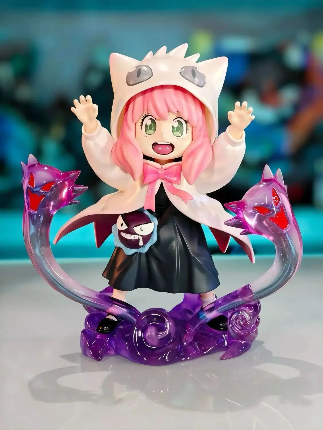 Anya Forger Gengar Cosplay Figure - SPY x FAMILY x Pokémon Crossover GK Statue - Limited Edition Anime Collectible Toy Gift 17cm
