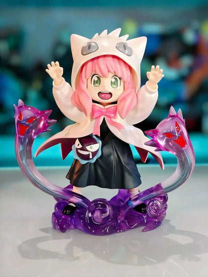 Anya Forger Gengar Cosplay Figure - SPY x FAMILY x Pokémon Crossover GK Statue - Limited Edition Anime Collectible Toy Gift 17cm