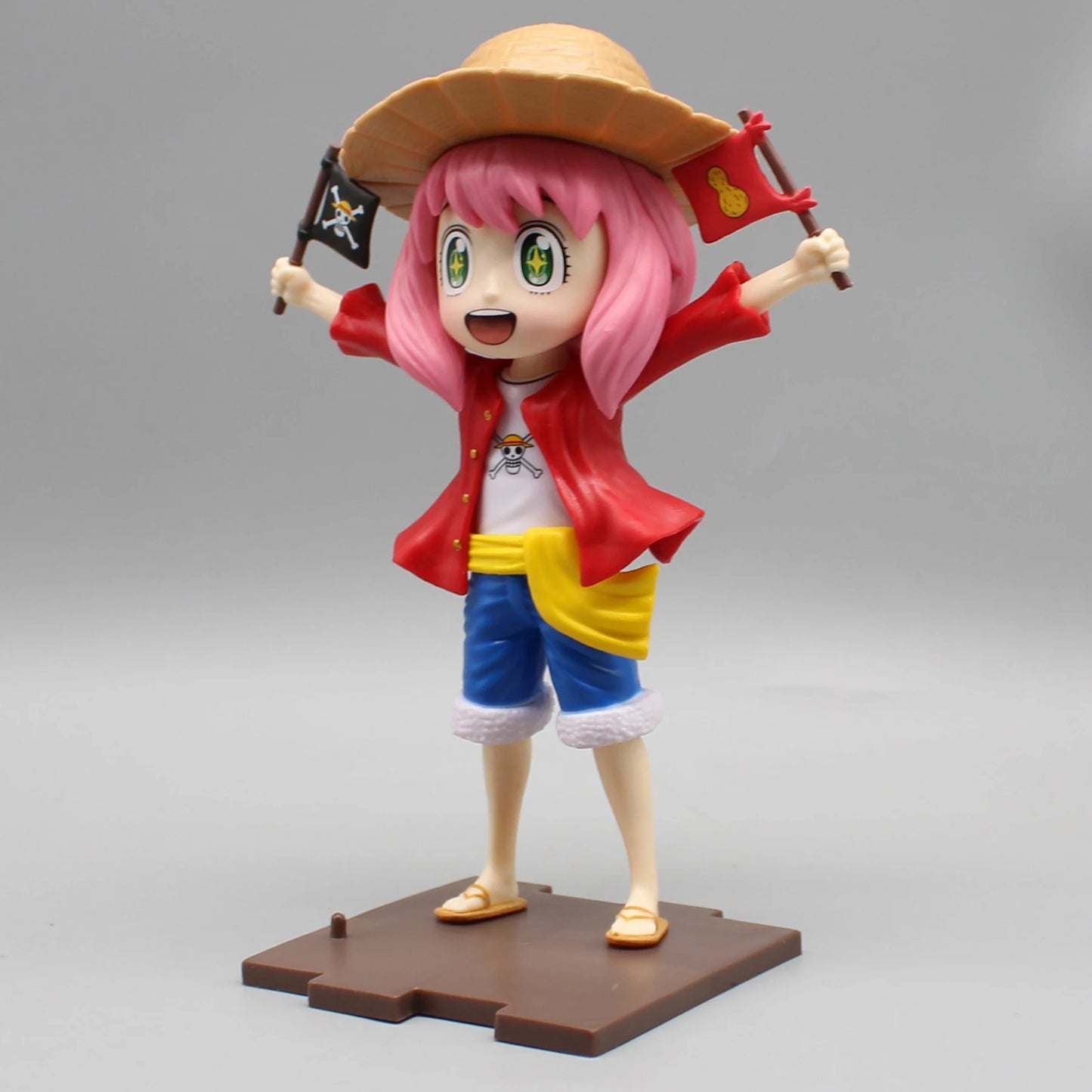SPY x FAMILY Anya Forger Cosplay Monkey D. Luffy Action Figure - One Piece Crossover Collectible Anime Figurine 19CM