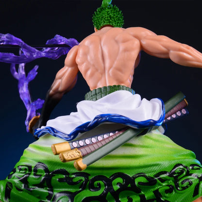 One Piece Roronoa Zoro Wano Country Action Figure | Swordsman Zoro Figure with Purple Aura Effect 20cm