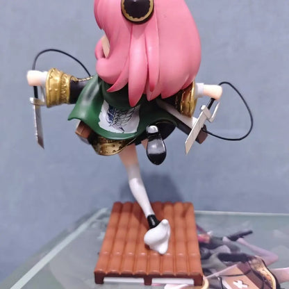 Spy x Family Anya Forger x Attack on Titan Levi Ackerman Cosplay Anime Figure Statue 18CM