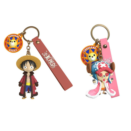One Piece Luffy & Tony Tony Chopper Keychain | Anime Figure PVC Keyring | Cute Bag Pendant Charm