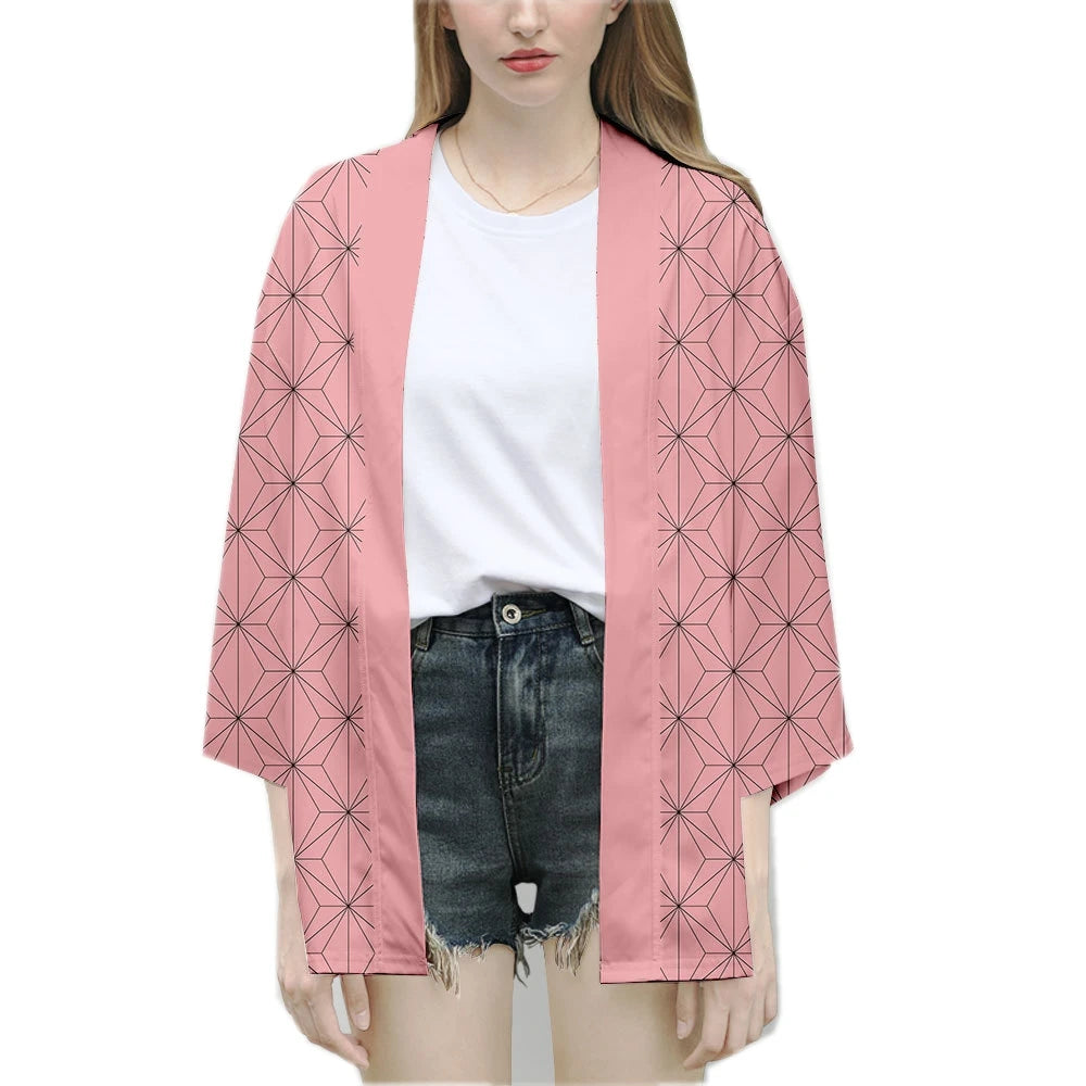 Anime Demon Slayer Kimetsu No Yaiba Cosplay Kimono Haori Jacket – Tanjiro, Nezuko, Zenitsu, Shinobu Inspired Japanese Cardigan for Men & Women