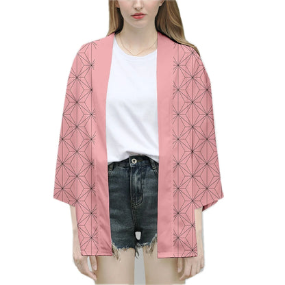 Anime Demon Slayer Kimetsu No Yaiba Cosplay Kimono Haori Jacket – Tanjiro, Nezuko, Zenitsu, Shinobu Inspired Japanese Cardigan for Men & Women