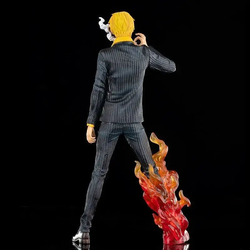 One Piece Vinsmoke Sanji Action Figure | Anime Collectible PVC Statue | Black & White Suit Edition with Smoking Effect 32cm