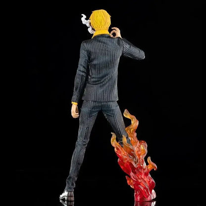 One Piece Vinsmoke Sanji Action Figure | Anime Collectible PVC Statue | Black & White Suit Edition with Smoking Effect 32cm