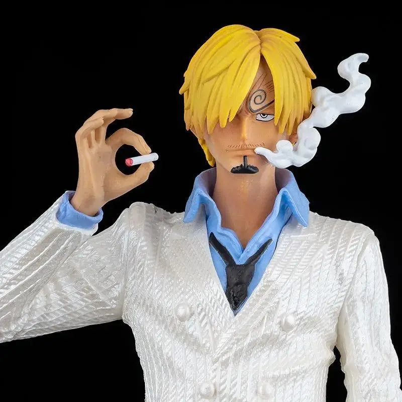 One Piece Vinsmoke Sanji Action Figure | Anime Collectible PVC Statue | Black & White Suit Edition with Smoking Effect 32cm
