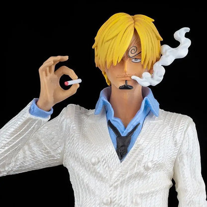 One Piece Vinsmoke Sanji Action Figure | Anime Collectible PVC Statue | Black & White Suit Edition with Smoking Effect 32cm