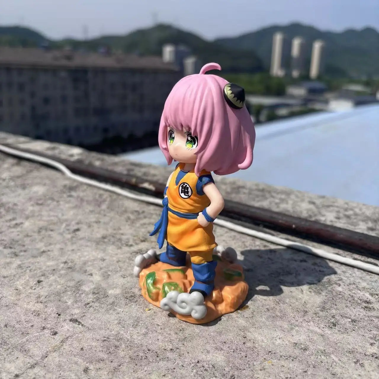 SPY x FAMILY Anya Forger Goku Cosplay Anime Figure - Dragon Ball Z Crossover Collectible Statue 13CM