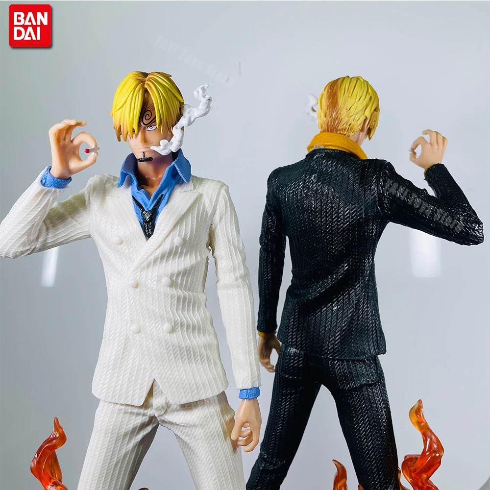 One Piece Vinsmoke Sanji Action Figure | Anime Collectible PVC Statue | Black & White Suit Edition with Smoking Effect 32cm