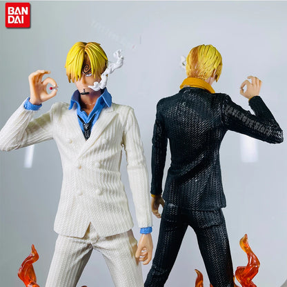 One Piece Vinsmoke Sanji Action Figure | Anime Collectible PVC Statue | Black & White Suit Edition with Smoking Effect 32cm