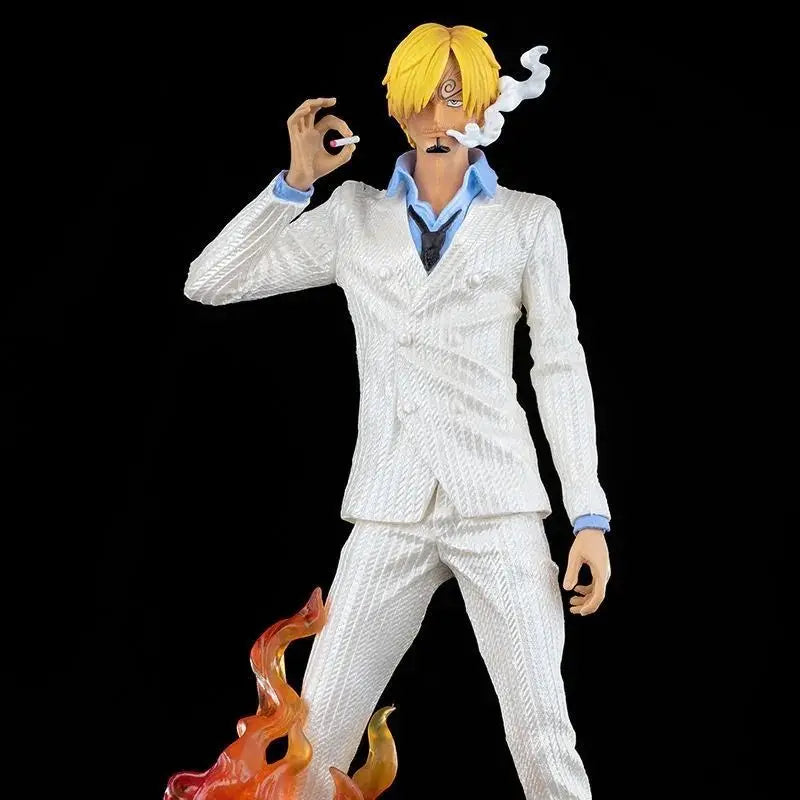 One Piece Vinsmoke Sanji Action Figure | Anime Collectible PVC Statue | Black & White Suit Edition with Smoking Effect 32cm