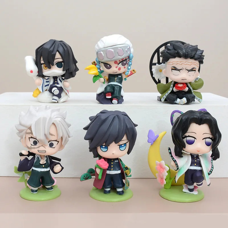 6 Birth Flower Demon Slayer Model Dolls Blind Box Toys Q Version