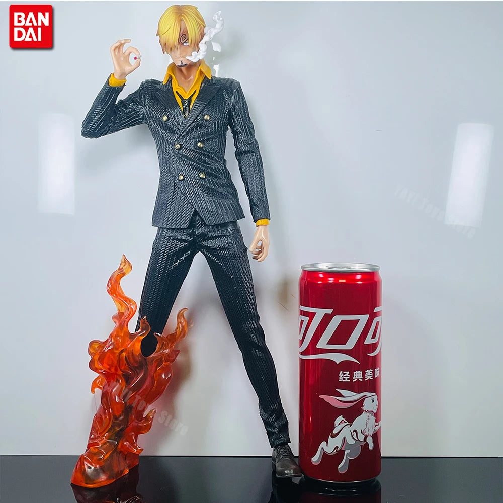 One Piece Vinsmoke Sanji Action Figure | Anime Collectible PVC Statue | Black & White Suit Edition with Smoking Effect 32cm