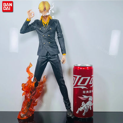 One Piece Vinsmoke Sanji Action Figure | Anime Collectible PVC Statue | Black & White Suit Edition with Smoking Effect 32cm