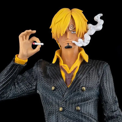 One Piece Vinsmoke Sanji Action Figure | Anime Collectible PVC Statue | Black & White Suit Edition with Smoking Effect 32cm