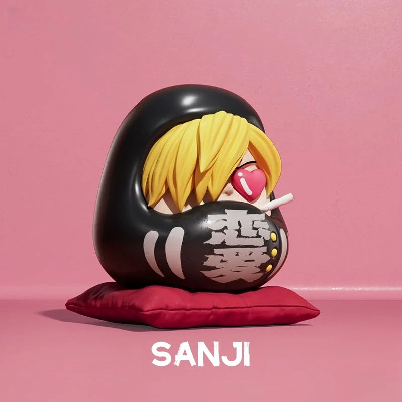 One Piece Daruma Egg Figures Set - Luffy, Zoro, Nami, Sanji, Usopp, Franky 6cm