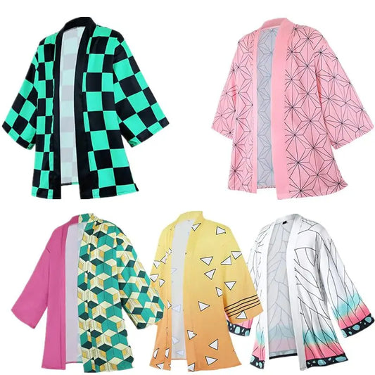 Anime Demon Slayer Kimetsu No Yaiba Cosplay Kimono Haori Jacket – Tanjiro, Nezuko, Zenitsu, Shinobu Inspired Japanese Cardigan for Men & Women