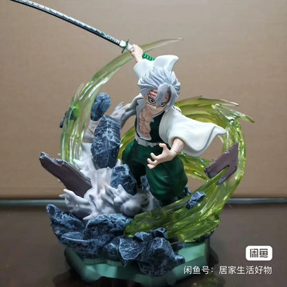 Demon Slayer Sanemi Shinazugawa Wind Hashira Action Figure Statue with LED Light Effect 30cm