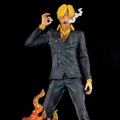One Piece Vinsmoke Sanji Action Figure | Anime Collectible PVC Statue | Black & White Suit Edition with Smoking Effect 32cm