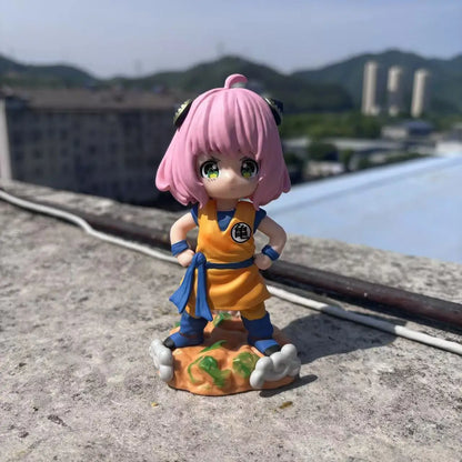 SPY x FAMILY Anya Forger Goku Cosplay Anime Figure - Dragon Ball Z Crossover Collectible Statue 13CM
