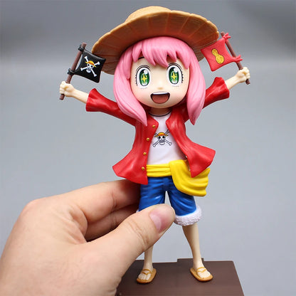 SPY x FAMILY Anya Forger Cosplay Monkey D. Luffy Action Figure - One Piece Crossover Collectible Anime Figurine 19CM