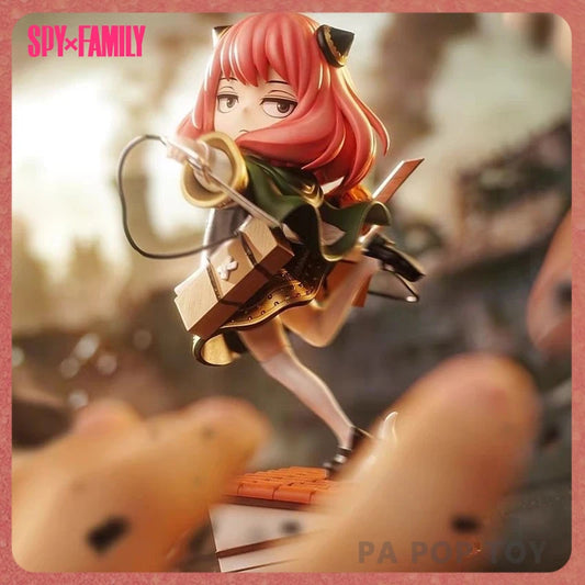 Spy x Family Anya Forger x Attack on Titan Levi Ackerman Cosplay Anime Figure Statue 18CM