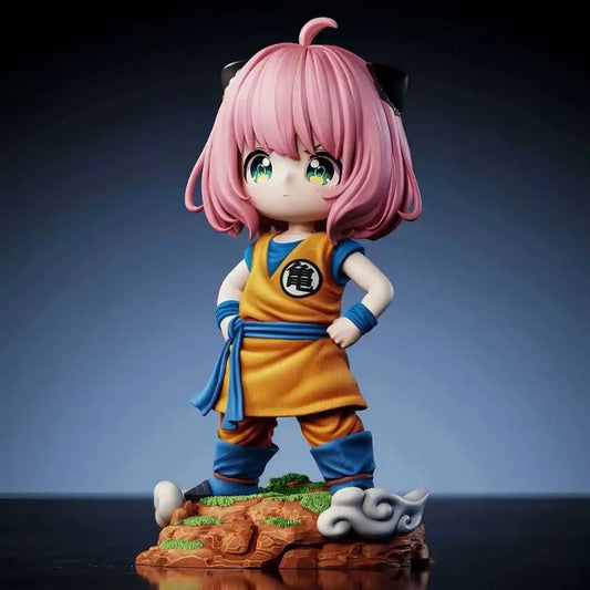SPY x FAMILY Anya Forger Goku Cosplay Anime Figure - Dragon Ball Z Crossover Collectible Statue 13CM
