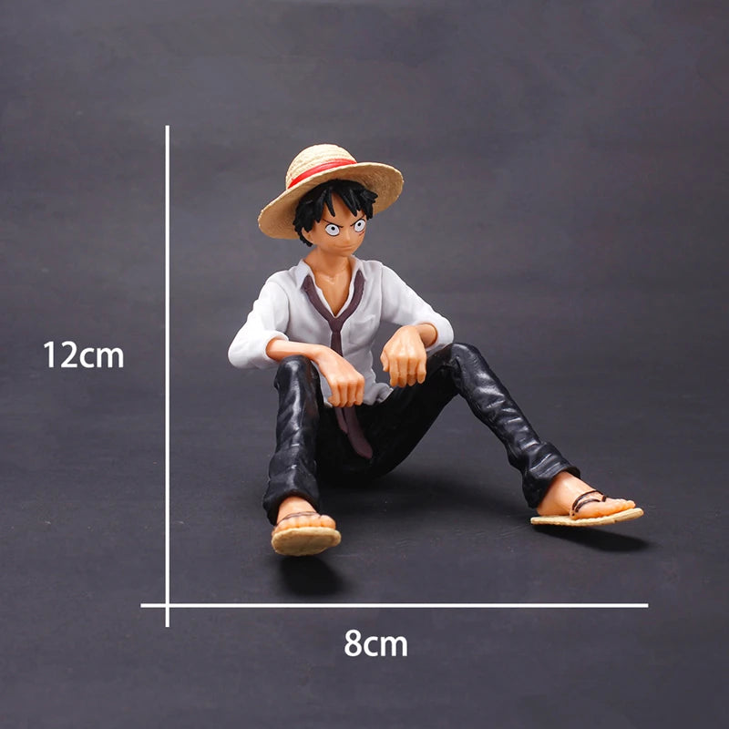 One Piece Monkey D. Luffy Sitting Action Figure - Straw Hat Pirate Anime Collectible Statue 12cm