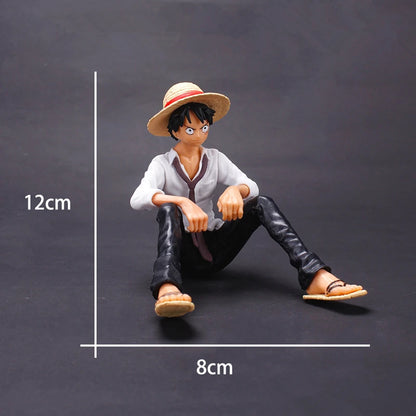 One Piece Monkey D. Luffy Sitting Action Figure - Straw Hat Pirate Anime Collectible Statue 12cm