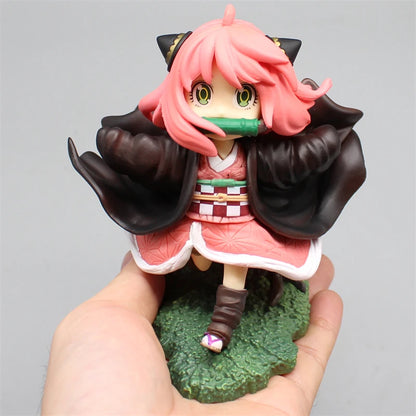 SPY×FAMILY Anya Forger x Demon Slayer Nezuko Cosplay Anime Action Figure 12cm