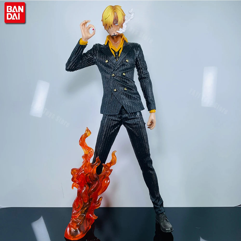 One Piece Vinsmoke Sanji Action Figure | Anime Collectible PVC Statue | Black & White Suit Edition with Smoking Effect 32cm