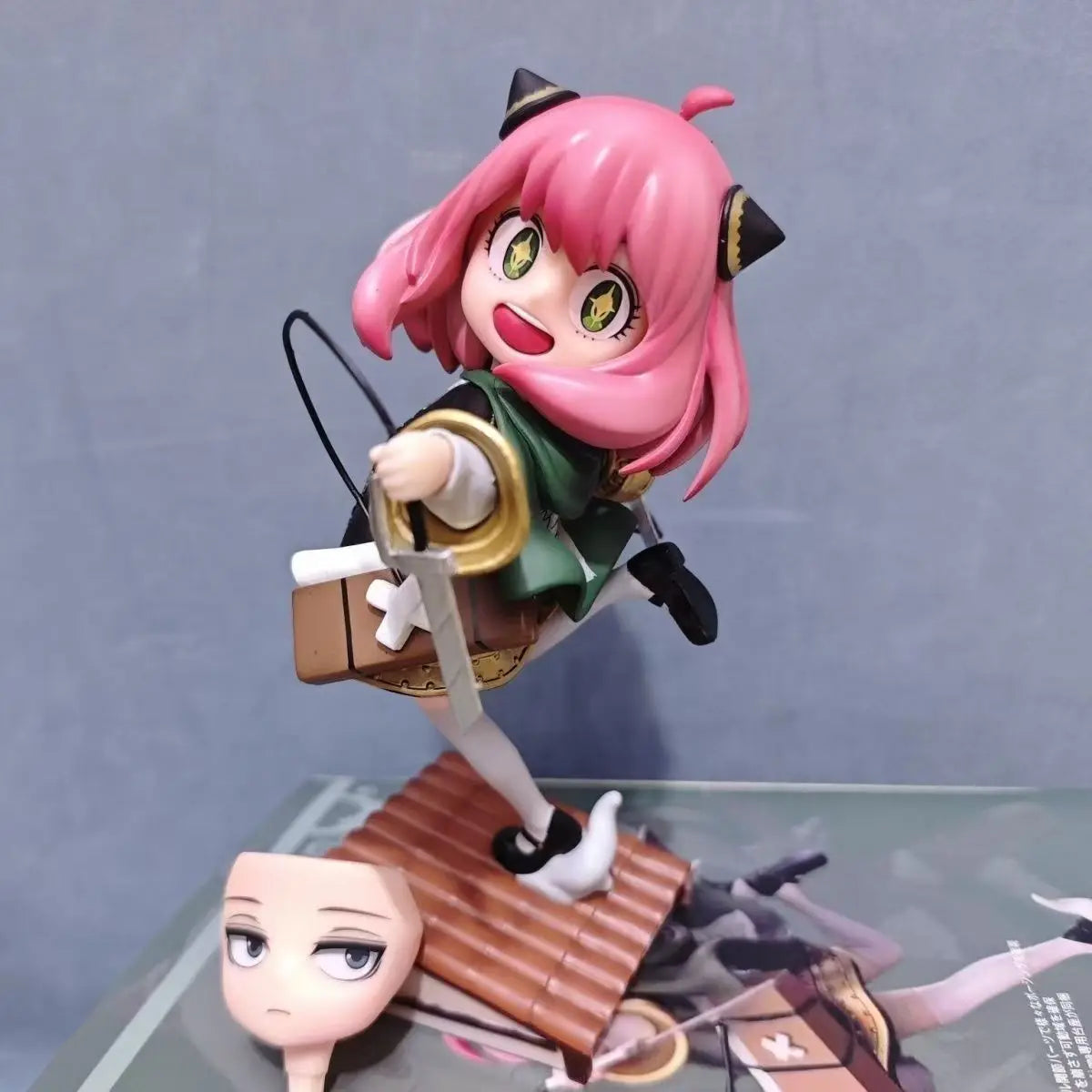 Spy x Family Anya Forger x Attack on Titan Levi Ackerman Cosplay Anime Figure Statue 18CM