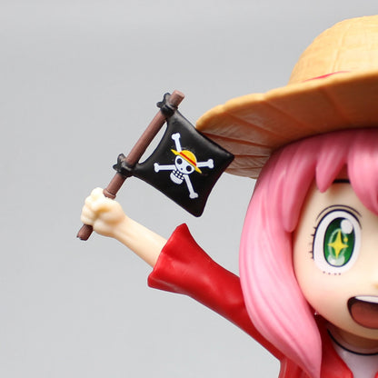SPY x FAMILY Anya Forger Cosplay Monkey D. Luffy Action Figure - One Piece Crossover Collectible Anime Figurine 19CM