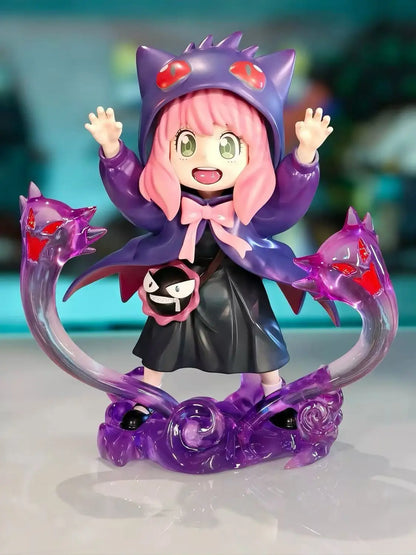 Anya Forger Gengar Cosplay Figure - SPY x FAMILY x Pokémon Crossover GK Statue - Limited Edition Anime Collectible Toy Gift 17cm