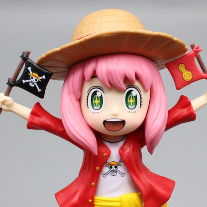 SPY x FAMILY Anya Forger Cosplay Monkey D. Luffy Action Figure - One Piece Crossover Collectible Anime Figurine 19CM