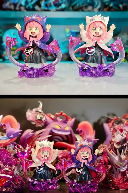 Anya Forger Gengar Cosplay Figure - SPY x FAMILY x Pokémon Crossover GK Statue - Limited Edition Anime Collectible Toy Gift 17cm