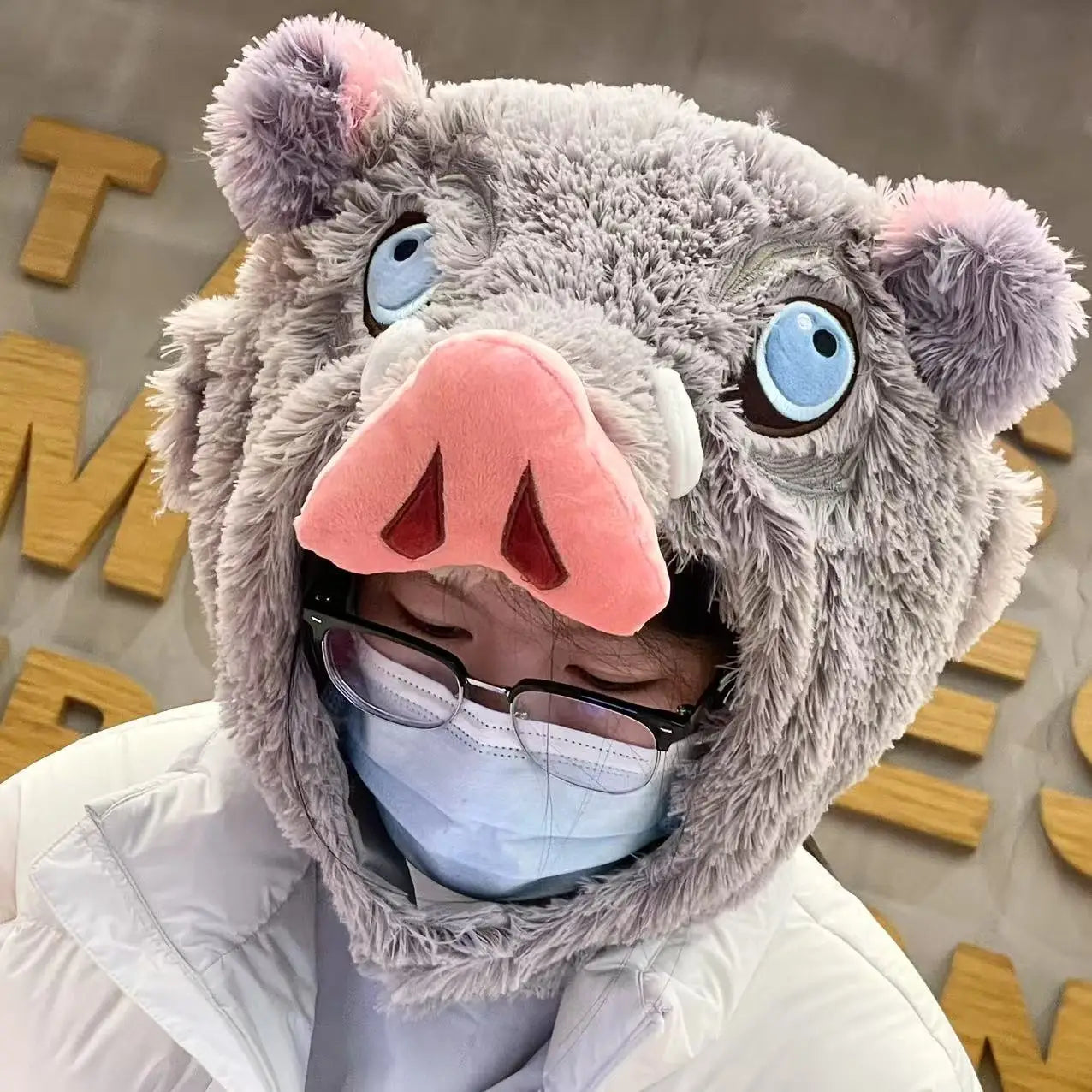 Demon Slayer Inosuke Hashibira Pig Head Plush Hat | Cosplay Headgear & Warm Cap