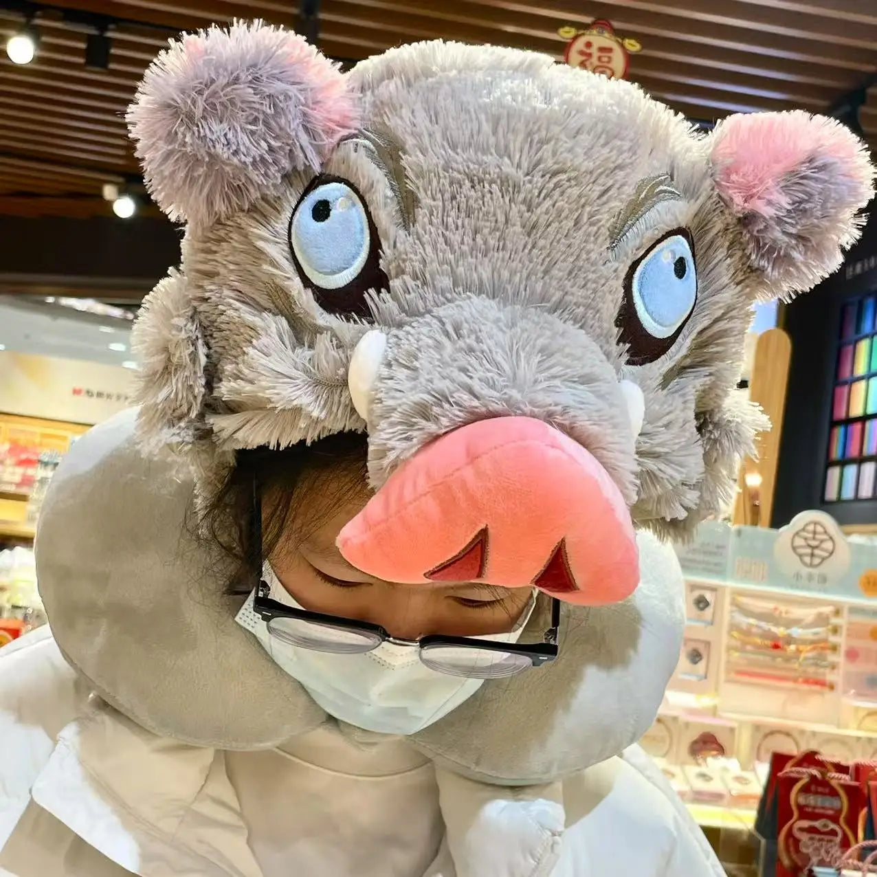Demon Slayer Inosuke Hashibira Pig Head Plush Hat | Cosplay Headgear & Warm Cap