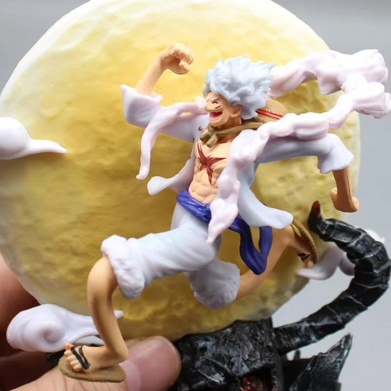 One Piece Gear 5 Luffy Moon Lamp LED Night Light | Sun God Nika Figure Statue Collectible 14cm