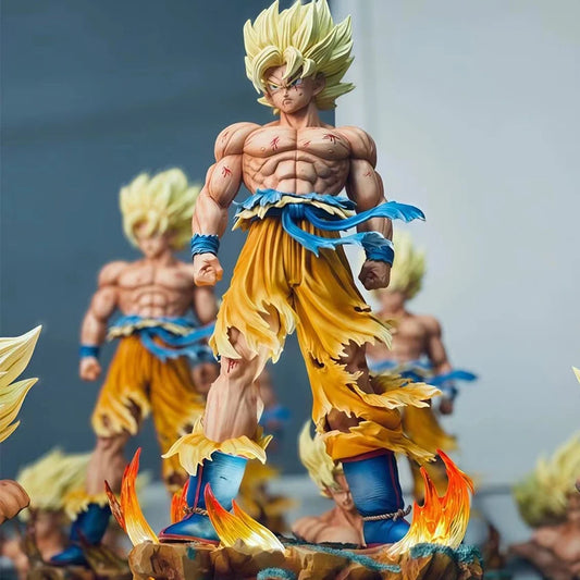 Dragon Ball Z Super Saiyan Goku Resin Statue | Premium Collectible Figure with LED Base & Swappable Heads 20cm