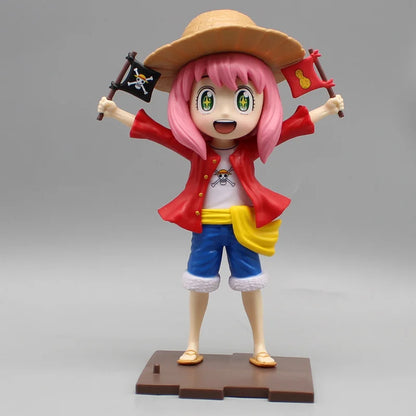 SPY x FAMILY Anya Forger Cosplay Monkey D. Luffy Action Figure - One Piece Crossover Collectible Anime Figurine 19CM