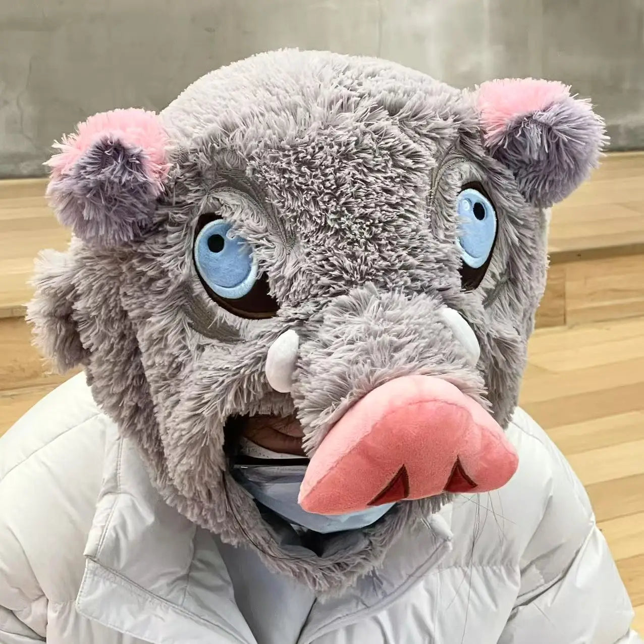 Demon Slayer Inosuke Hashibira Pig Head Plush Hat | Cosplay Headgear & Warm Cap