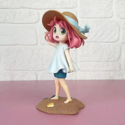 Anya Forger Figure - SPY x FAMILY Anime Statue with Straw Hat & Summer Dress 17CM