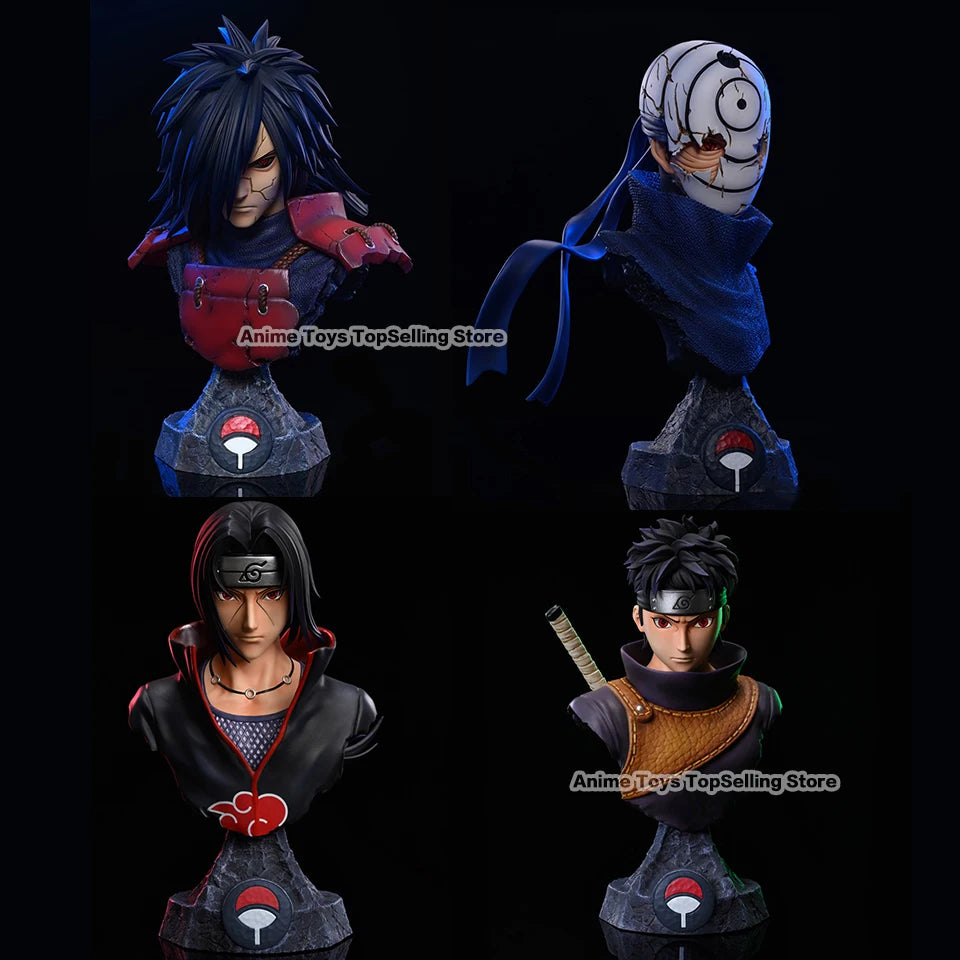 Naruto Shippuden Anime Character Bust Collection | Hokage & Uchiha Clan Figures Set | Premium PVC Statue Collectibles 10-14cm