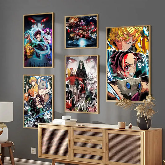 Anime Demon Slayer Self-Adhesive Art Poster Fancy Wall Sticker