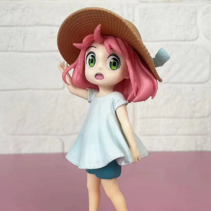 Anya Forger Figure - SPY x FAMILY Anime Statue with Straw Hat & Summer Dress 17CM