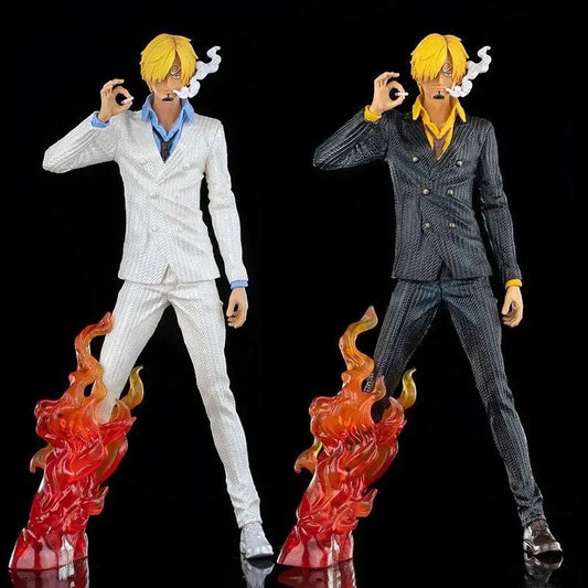 One Piece Vinsmoke Sanji Action Figure | Anime Collectible PVC Statue | Black & White Suit Edition with Smoking Effect 32cm