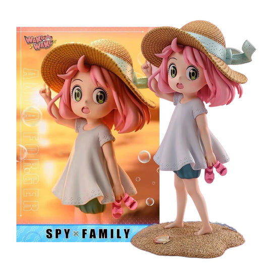 Anya Forger Figure - SPY x FAMILY Anime Statue with Straw Hat & Summer Dress 17CM
